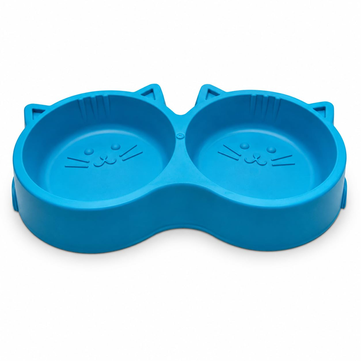 Twin Cat Face Pet Feeding Bowl