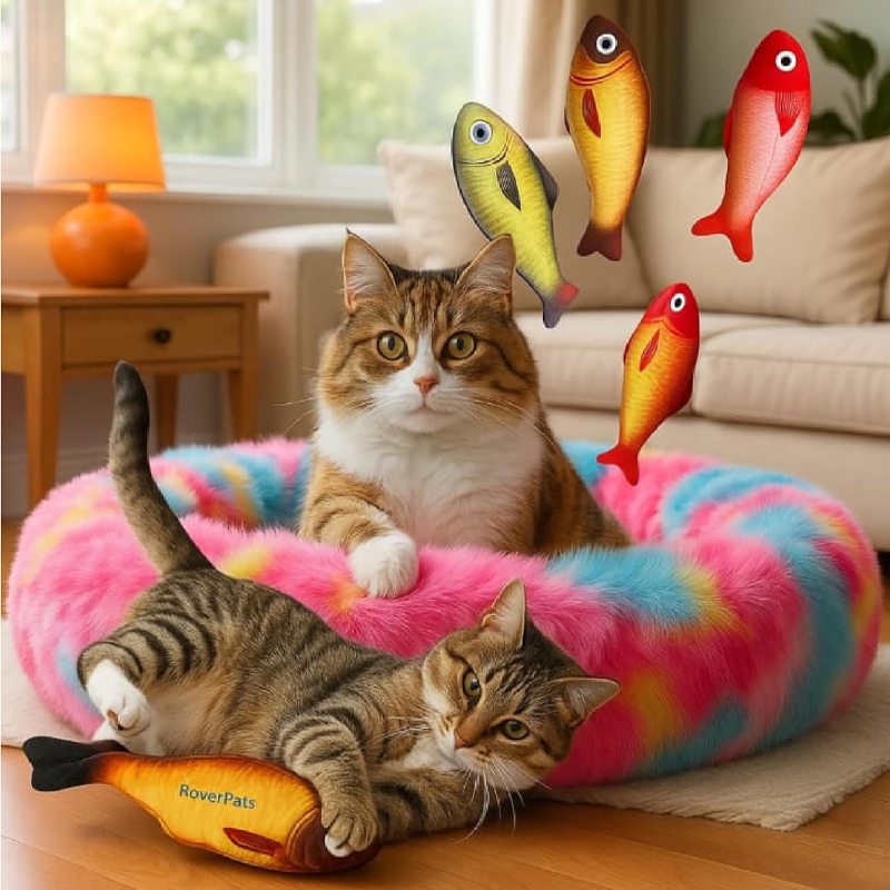 Plush Raised Rim Cat Comfort Bed