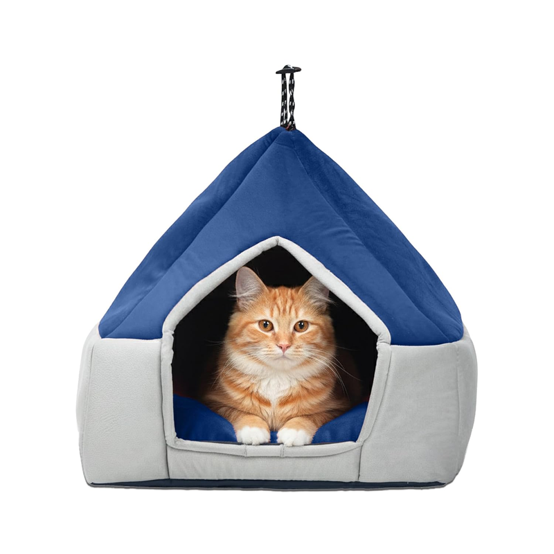 Cozy Microfiber Velvet Cat Hideaway Bed