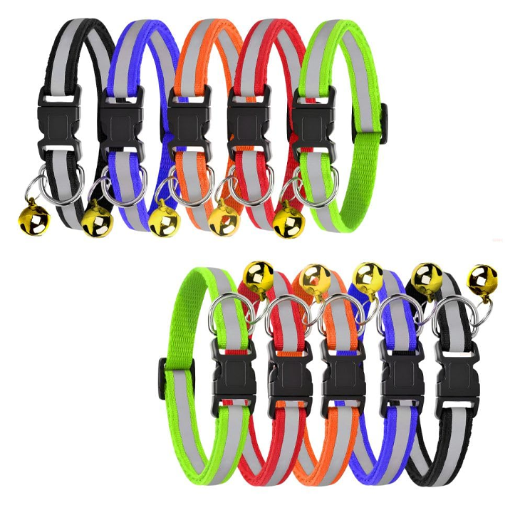 Multicolor Bell Nylon Cat Collar Set
