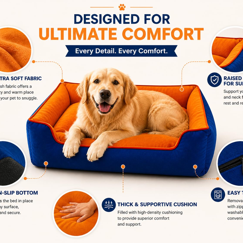 Plush Raised Side Pet Sofa