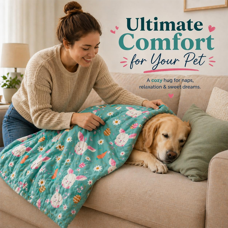 Quilted Turquoise Cotton Pet Comforter