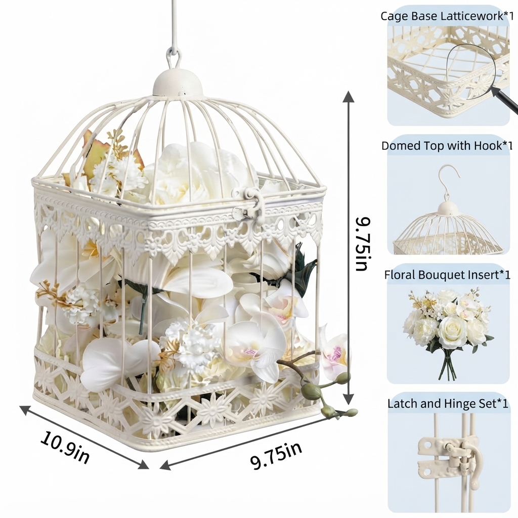 Vintage Floral Decorative Birdcage