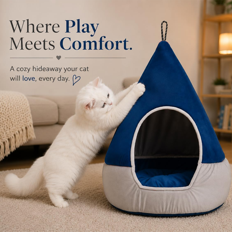 Cozy Microfiber Velvet Cat Hideaway Bed