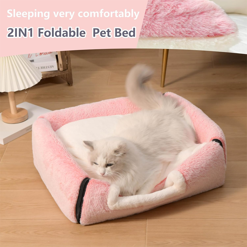 Pink Enclosed Plush Cat Hideaway