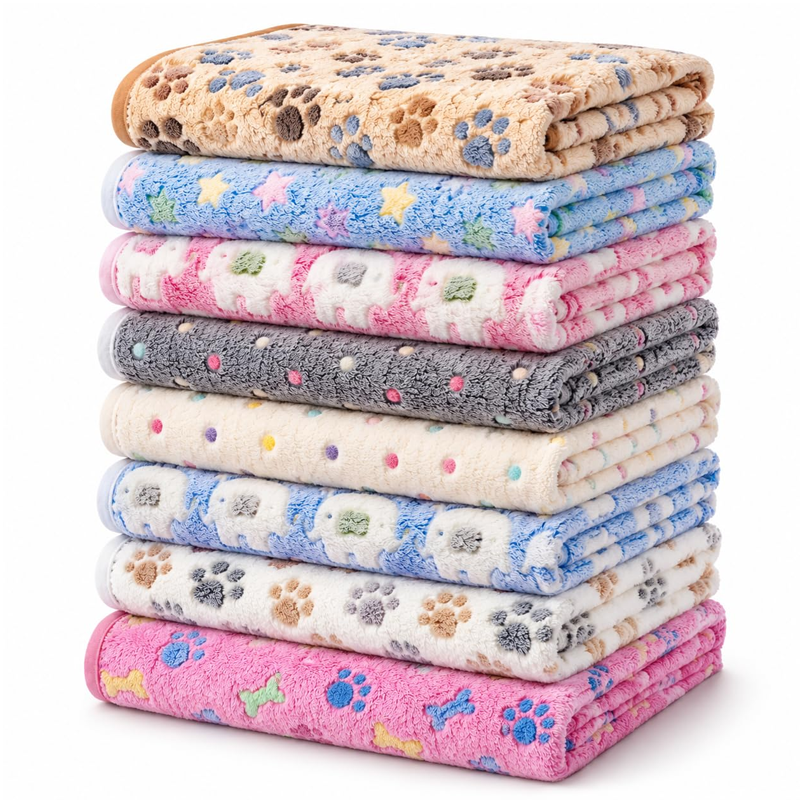 Flannel Paw Bone Pet Blanket