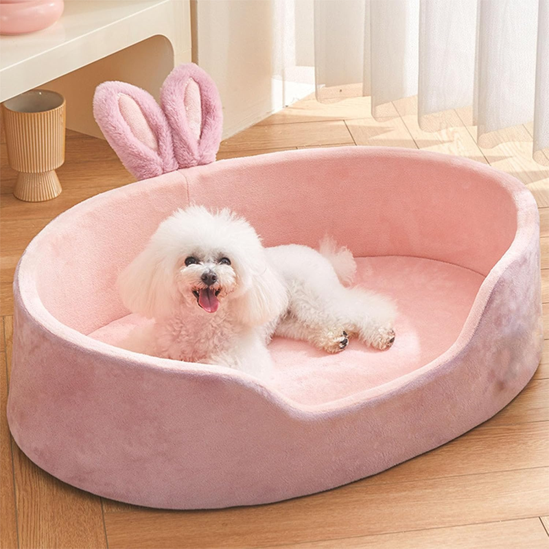 Plush Bunny Ear Oval Pet Bed