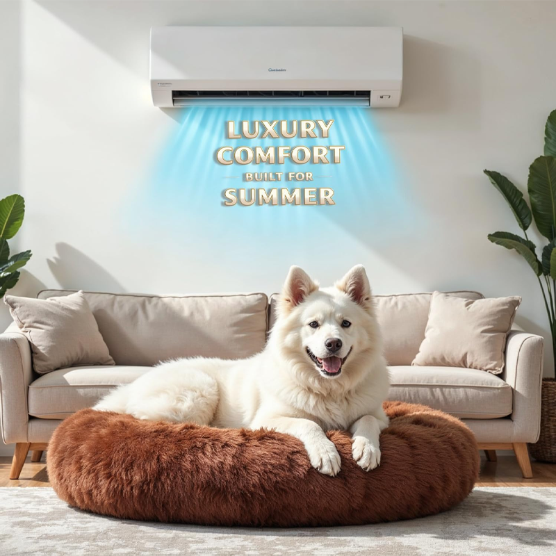 Brown Faux Fur Donut Cuddler Bed