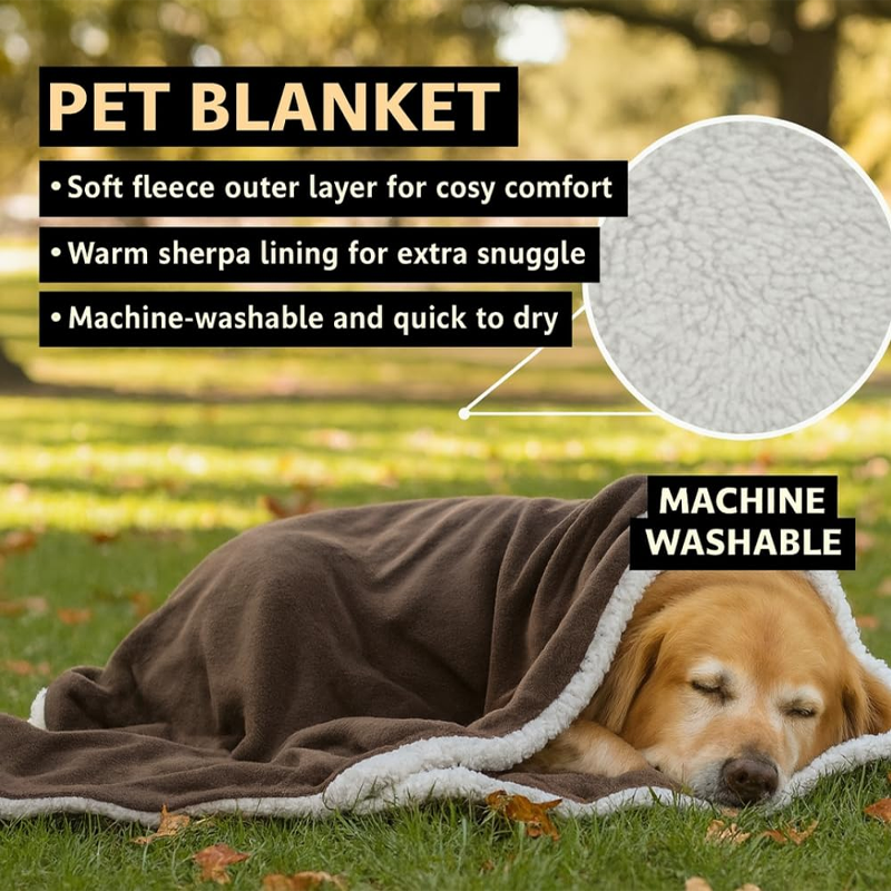 Brown Cozy Multipurpose Fleece Pet Blanket