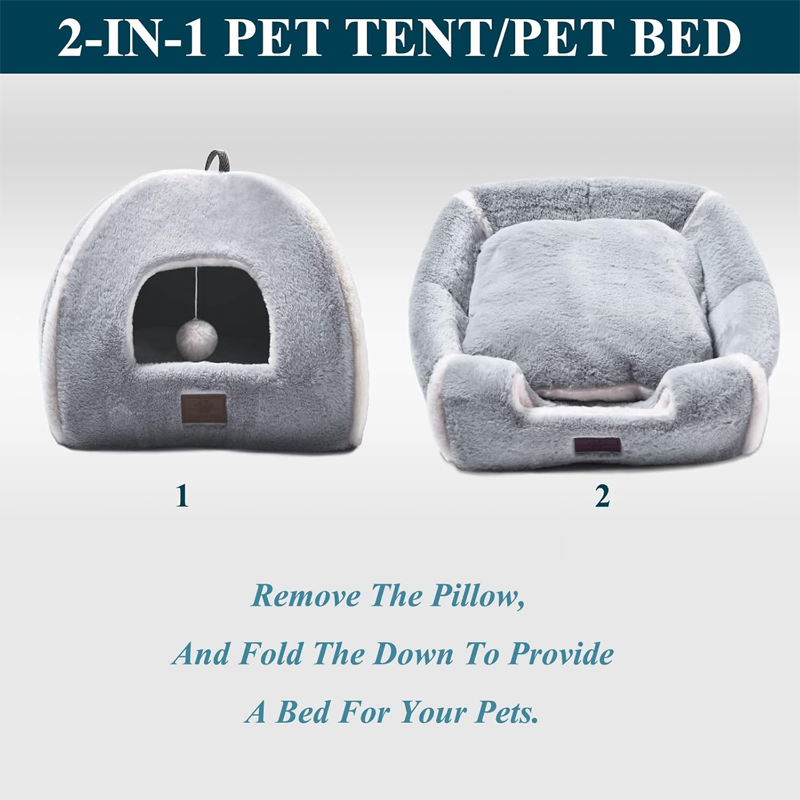 Grey Foldable Fur Cat Cave