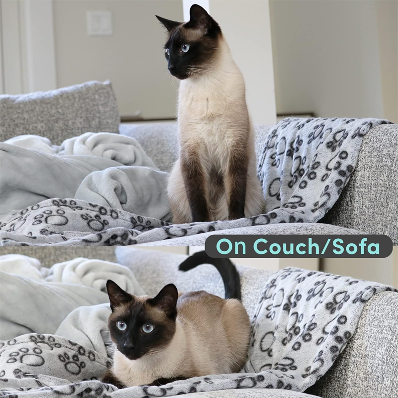 Gray Paw Print Fleece Pet Throw