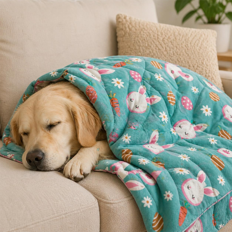Quilted Turquoise Cotton Pet Comforter