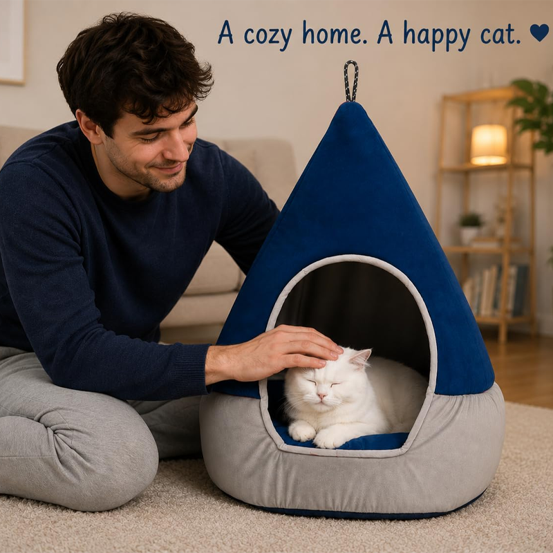 Cozy Microfiber Velvet Cat Hideaway Bed