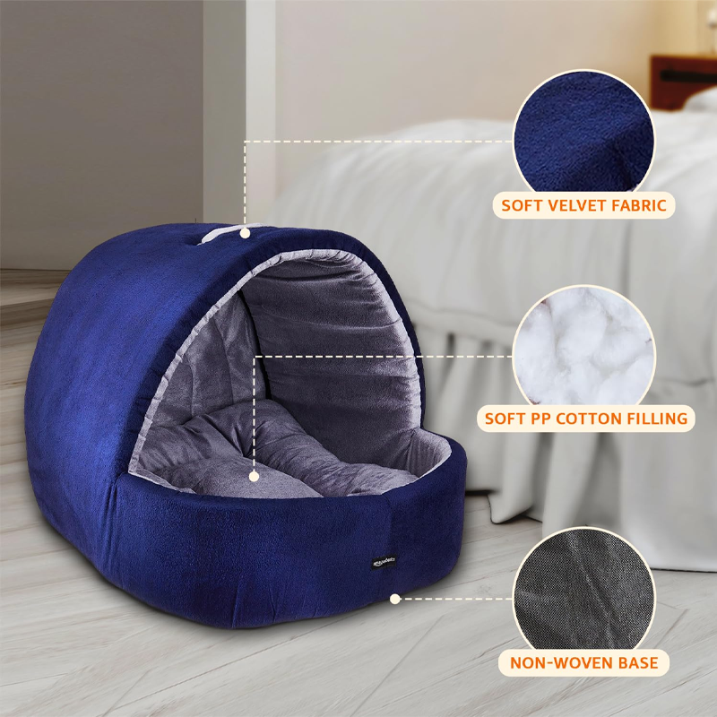 Cozy Velvet Covered Pet Hideaway Bed