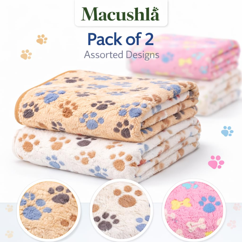Flannel Paw Bone Pet Blanket