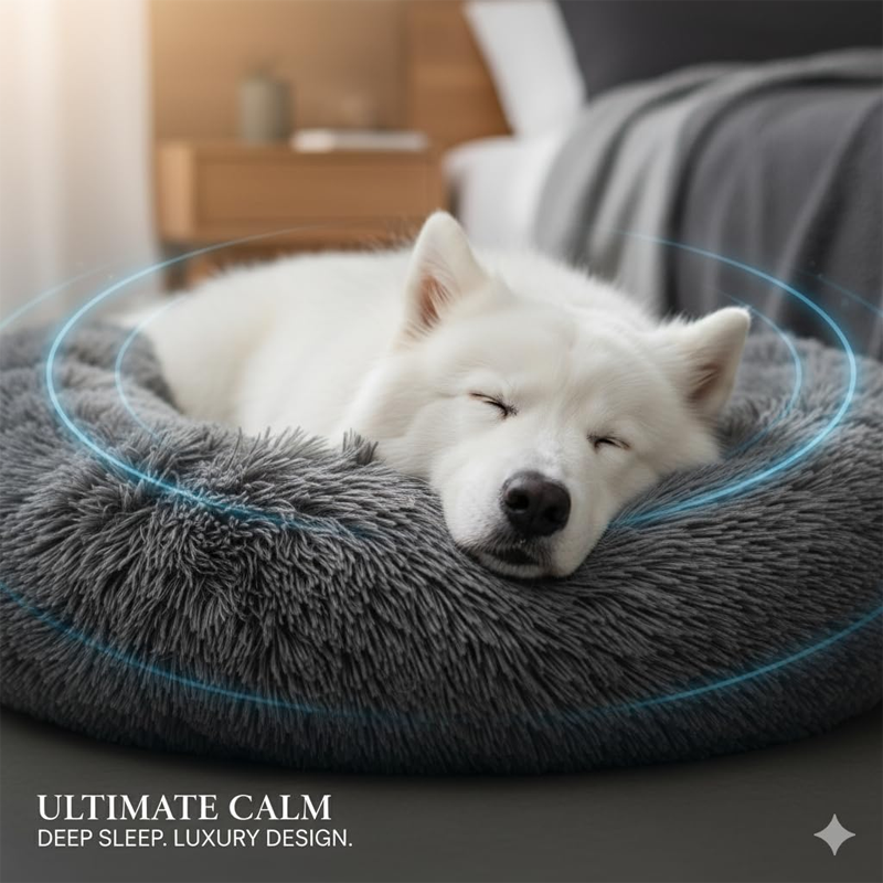 Grey Plush Donut Comfort Cushion